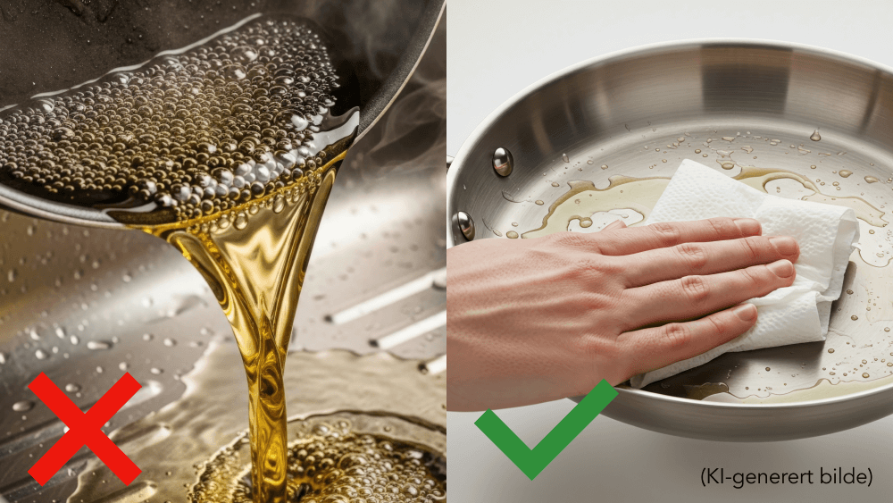 kan fett og olje kastes i vasken eller doen?